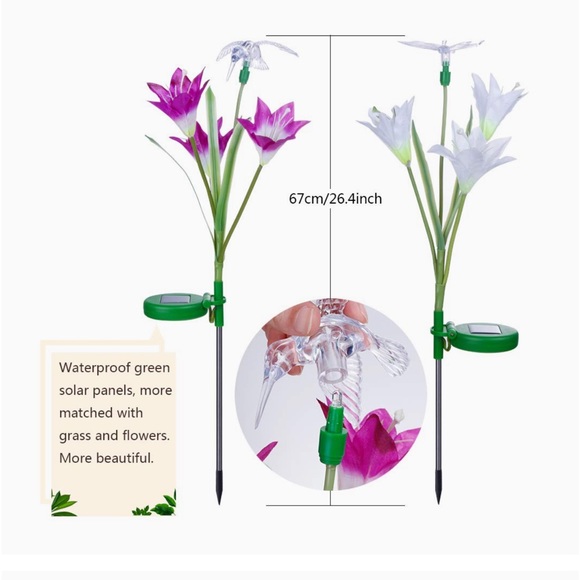 Anpro Outdoor Solar LED 2-pack of 3 Flowers Garden Lights Waterproof - Picture 4 of 16